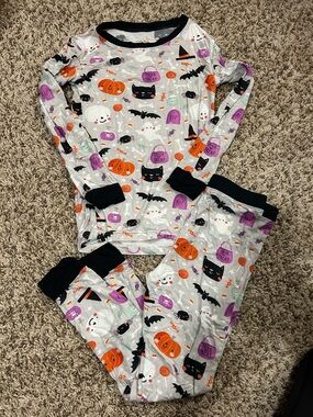 Little Sleepies Halloween Pumpkin & Ghost Pajama Set - Gray/Orange/Purple